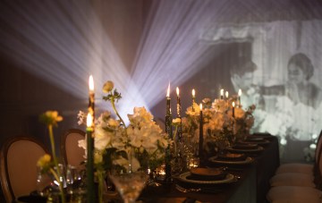 Chic Cinematic Wedding Inspiration Filled with Satin Bows & Romantic Candlelight