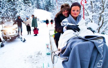 An Incredible, Scarlet & Snow-Filled Wedding in a Log Cabin {Part 1}