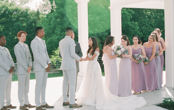 A Quaint Countryside Wedding Dressed In Lilac